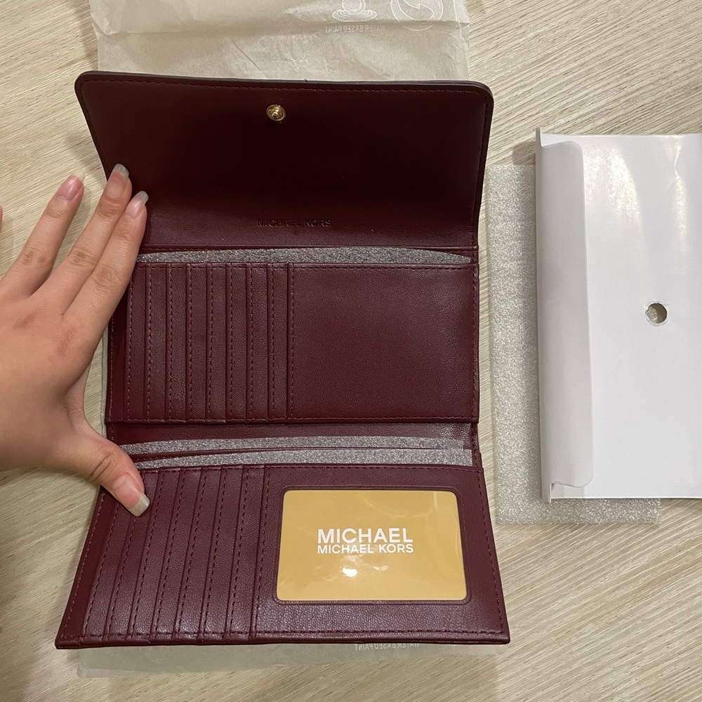 Michael Kors Jet Set Travel Oxblood Wallet - Picture 3 of 5